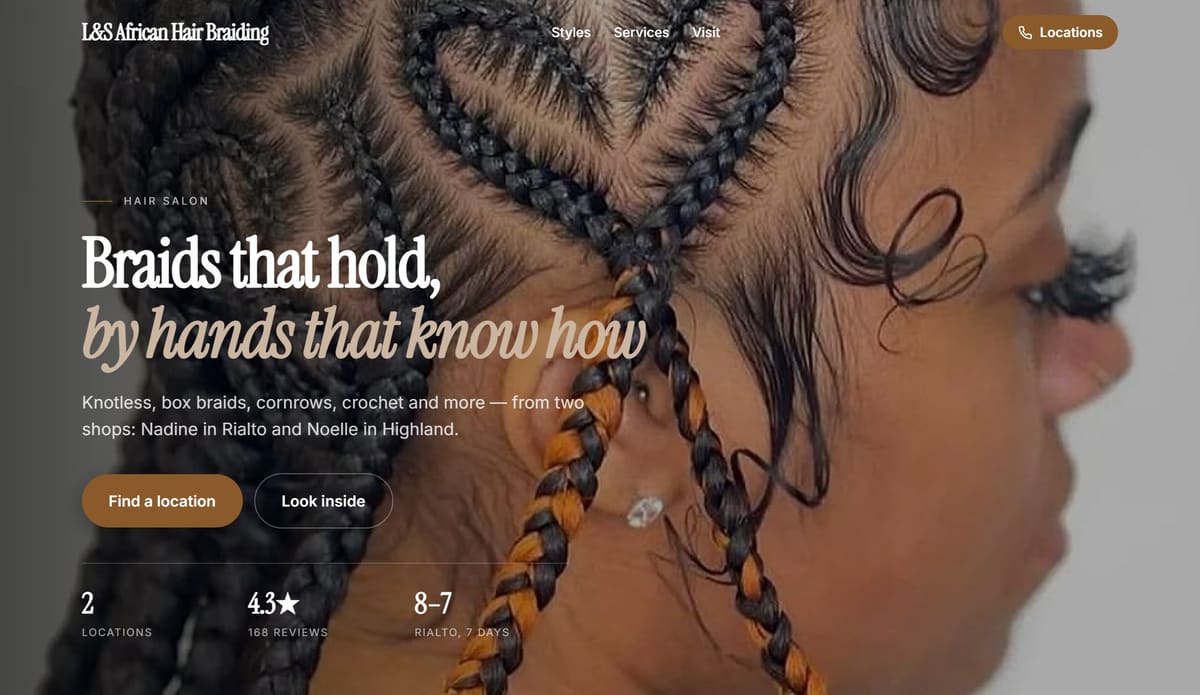 The L&S African Hair Braiding website